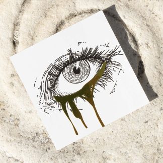 Storm Eye – Surreal Eye Crying Gold Illustration – Gold Foil Limited Edition Small Black and White Art Print