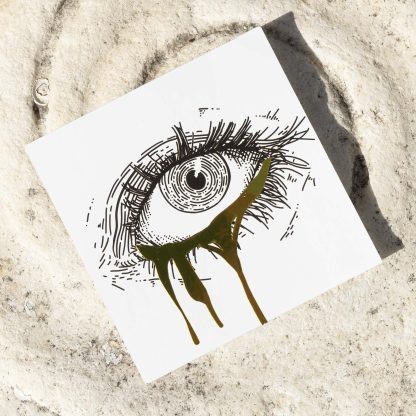 Storm Eye – Surreal Eye Crying Gold Illustration – Gold Foil Limited Edition Small Black and White Art Print