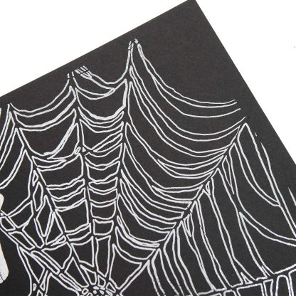 Forbidden Desire II – Lady in Web Bondage Illustration – Dark Surreal Black and White Erotic Silver Foil Wall Art - Image 3